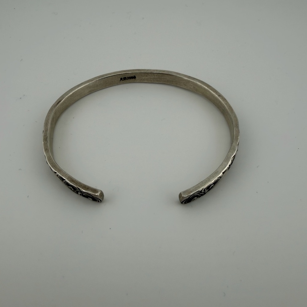 Bocai S999 Pure Silver Auspicious Cloud Cuff Bracelet | 30g Handmade | Beautifuf - Picture 10 of 10